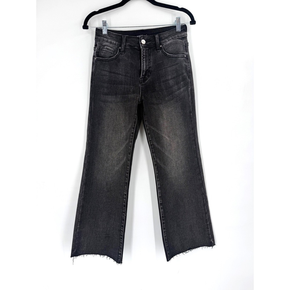 Risen Jeans Social Threads Size 3/26 Black Raw Hem Crop Wide Leg Grunge